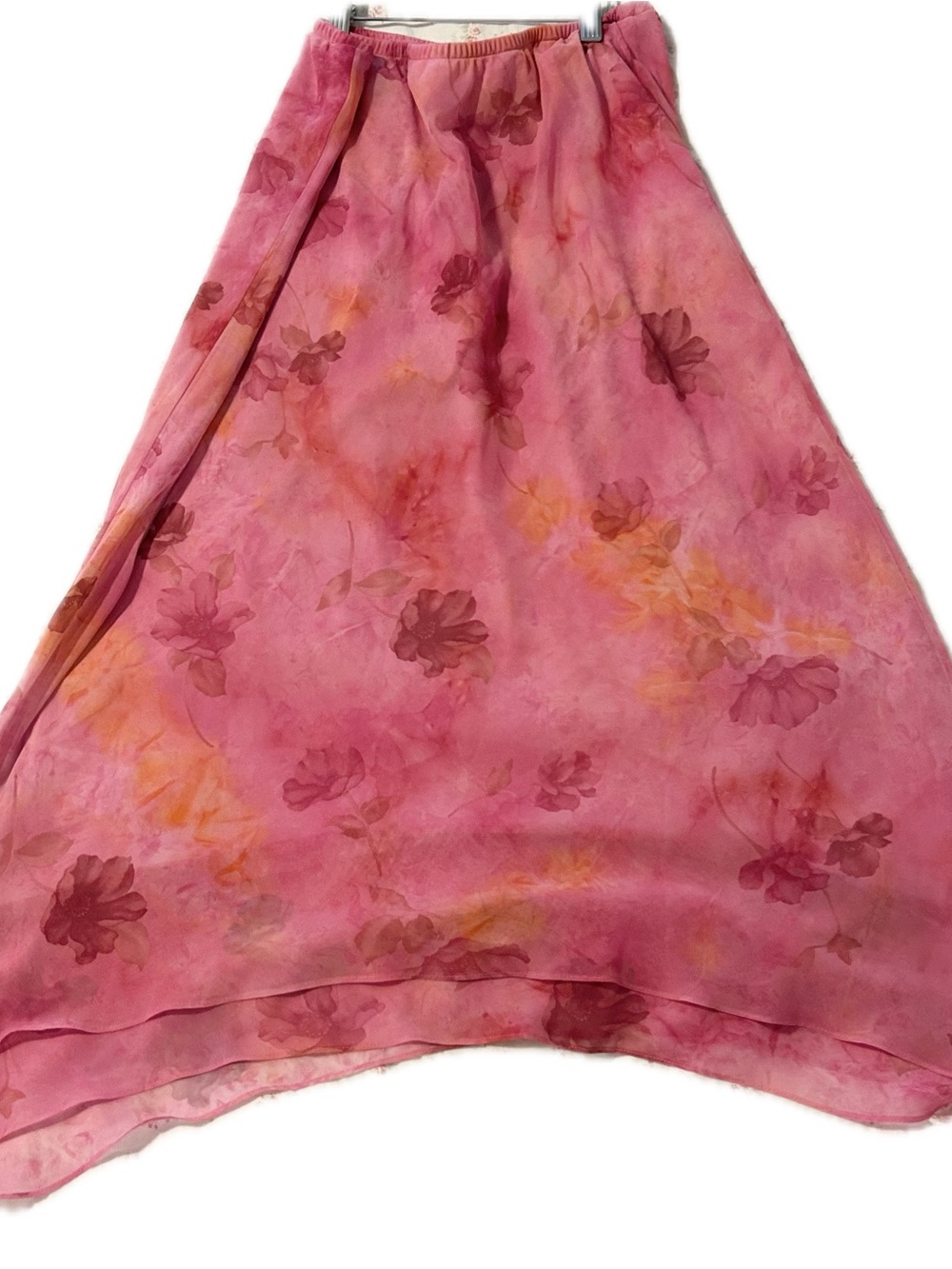 Pink Floral A-Line Maxi Skirt